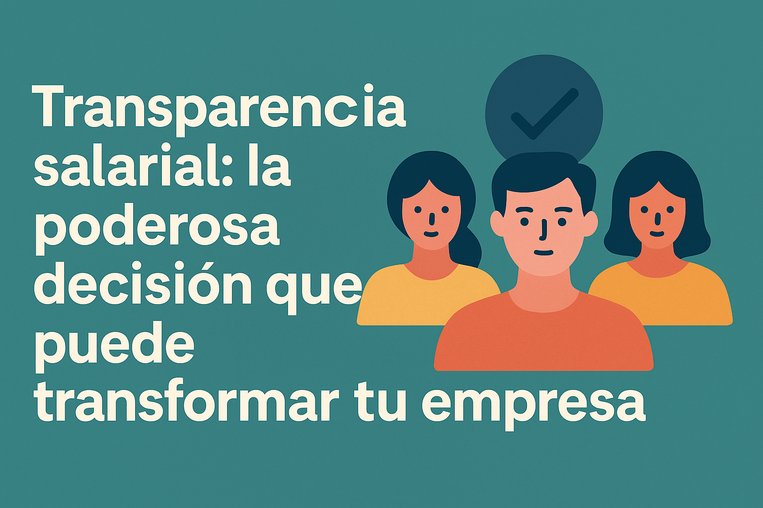 Ilustración de empleados y gráfico representando transparencia salarial en empresas.