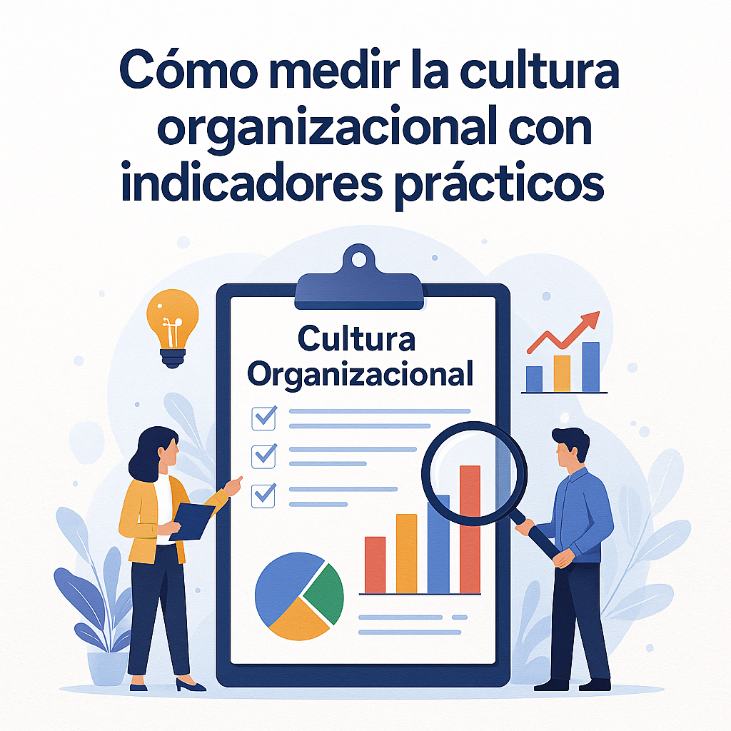 Cómo medir la cultura organizacional con indicadores prácticos – ilustración de métricas y gráficos